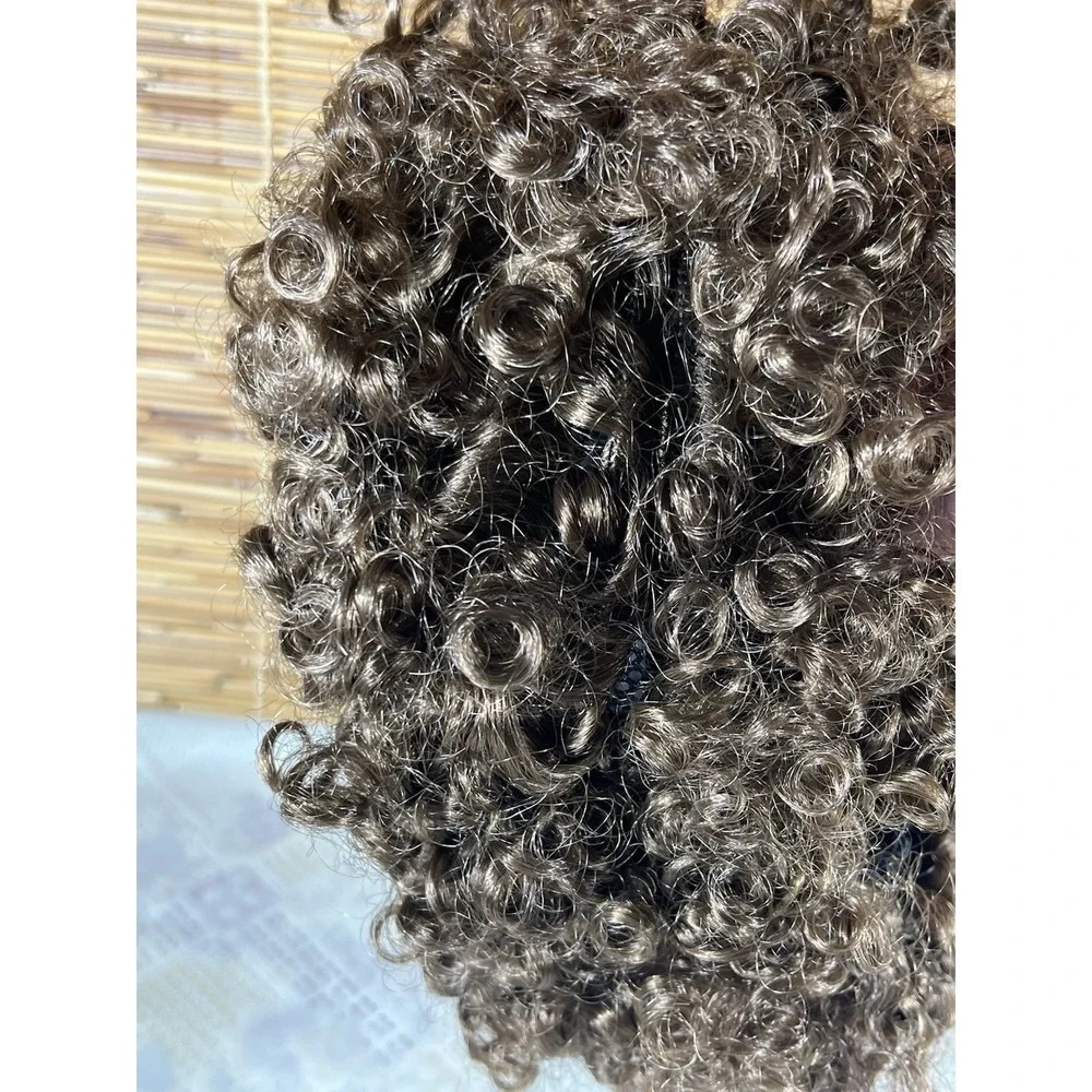 Short Afro Kinky Curly Wig for Men Women, Synthetic Funny Cosplay Wigs, Brown‎